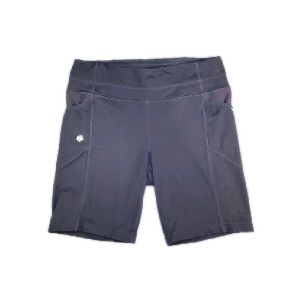 Athleta Sz M Ultimate Stash II 9" Black Bike Shorts Womens Pockets Activewear 21